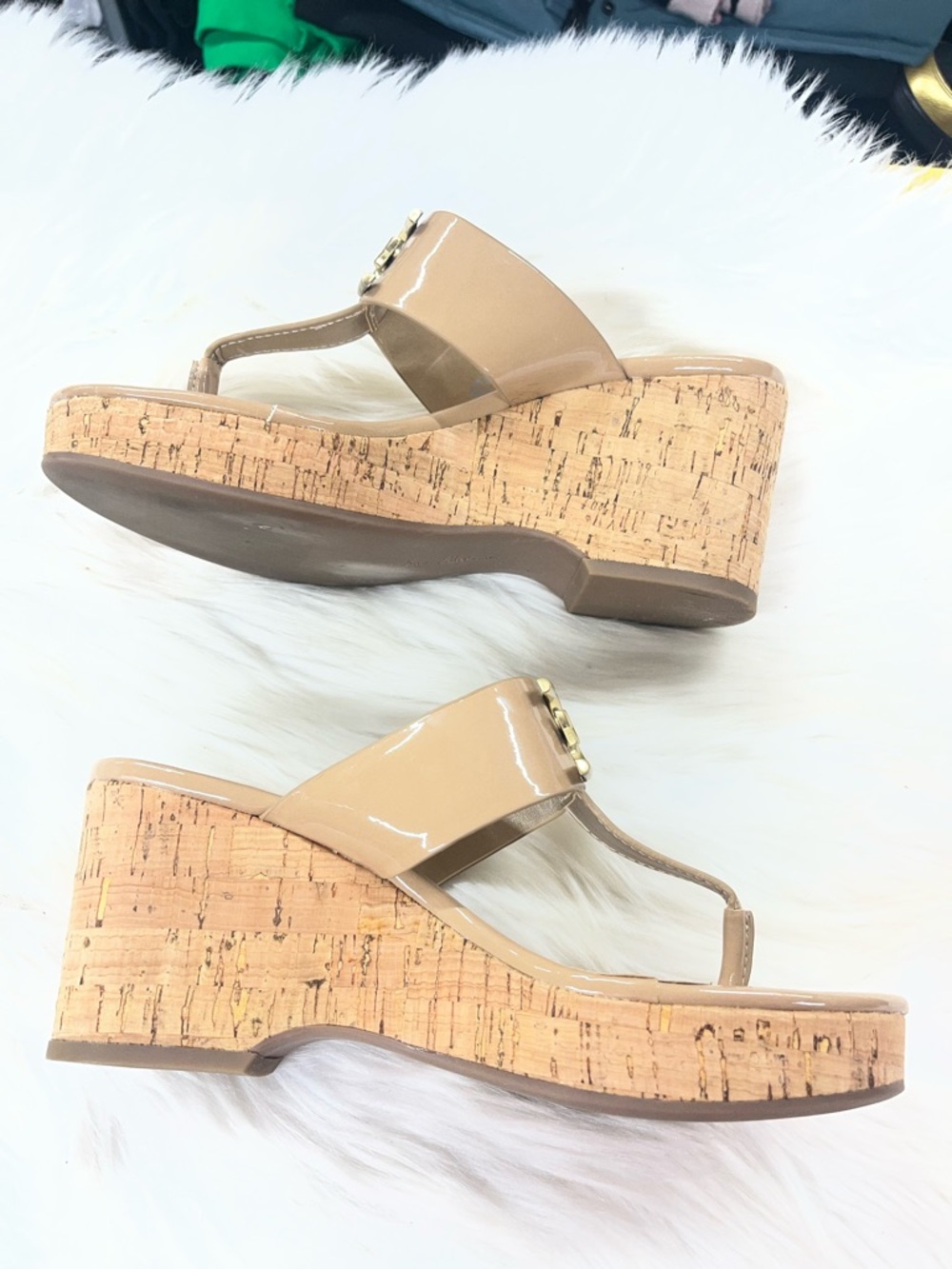 Sam Edelman Yardlie Patent Cork Wedge Sandals Womens 7.5 shoes - Picture 6 of 11